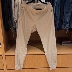 Commando Beige Vegan Leather Track Joggers